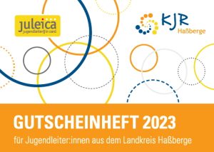 Titelseite des Juleica Gutscheinhefts 2023 mit dem Kreisjugendring Logo und dem Juleica Logo