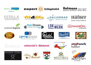 Die Logos der 26 teilnehmenden Unternehmen am Juleica Gutscheinheft 2023