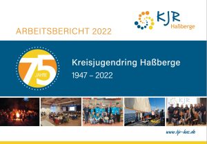Titelseite des Arbeitsberichts des Kreisjugendring Haßberge 2022 zum 75 Jährigen Jubiläum
