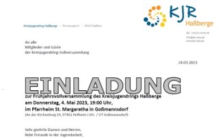 Kopf der Einladung zur Frühjahresvollversammlung 2023
