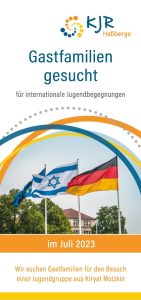 Titelblatt des Flyers "Gastfamilien gesucht" für die Jugendbegegnung 2023