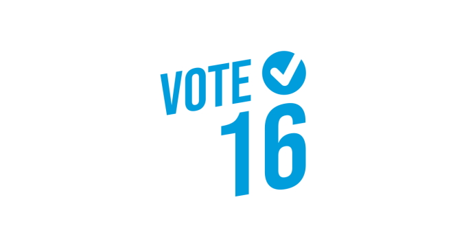 Logo der Vote 16 Kampagne für das Wahlrecht ab 16 in Bayern