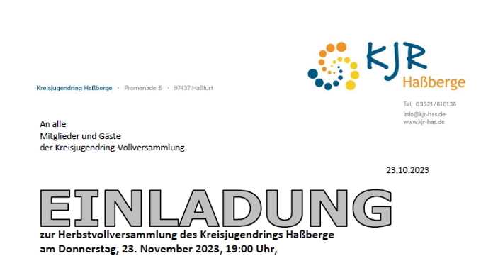 Kopf der Einladung zur Herbstvollversammlung am 23. November 2023