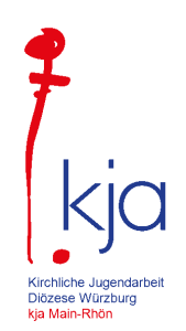 blau rotes Logo der kirchlichen Jugendarbeit der Diozöse Würzburg (kja Main-Röhn)