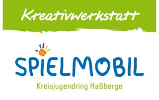 Titelblatt des Werbeflyers für die Kreativwerkstatt mit dem Spielmobillogo