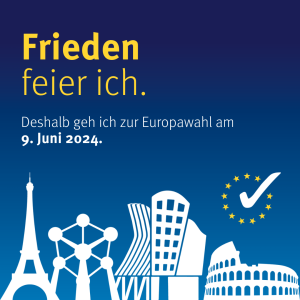 "Frieden feier ich" Flyer der Aktion "Feier ich" zur Europawahl 2024
