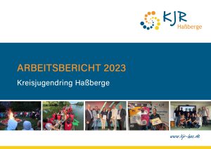 Frontseite des Arbeitsberichts 2023 mit verschiedenen Bildern darauf