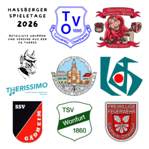 Logos der an den Haßberger Spieletagen 2026 in Obertheres beteiligten Vereine und Gruppen der VG Theres